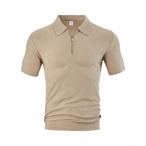 Herrer Polo-Shirt med elegant lynlås og struktureret design Stilla