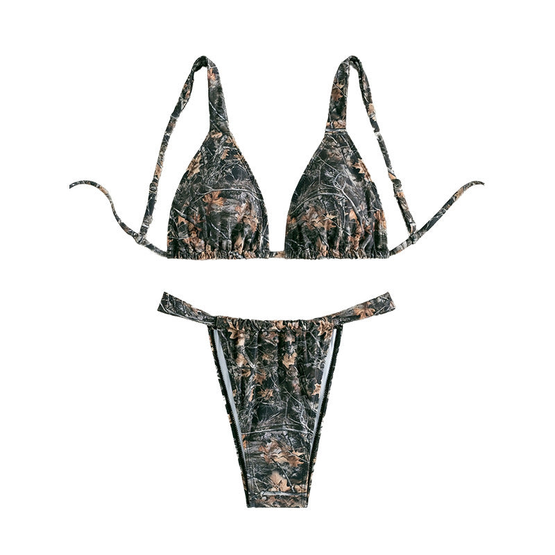 Dame Triangel-Bikini med spændende camouflage-mønster Skovae