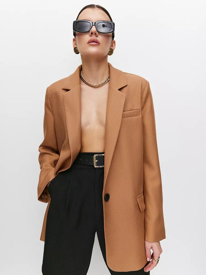 Dame elegant Oversized Blazer med fin tekstur og minimalistisk knapliste Stilla