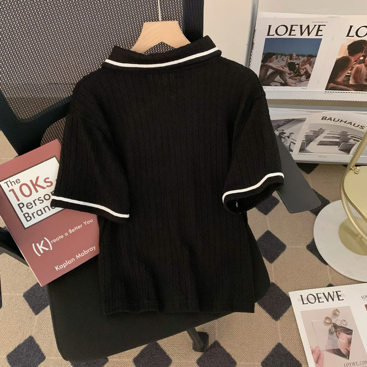 Femme Zip-Up Polo-Top med kontrastdetaljer Stilla