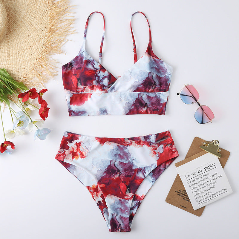 Kvinder Kunstnerisk Tryk Bralette Bikini Sæt Stilla