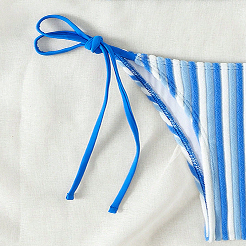 Dame bikini underdel med justerbare sløjfer og stribet design Stilla