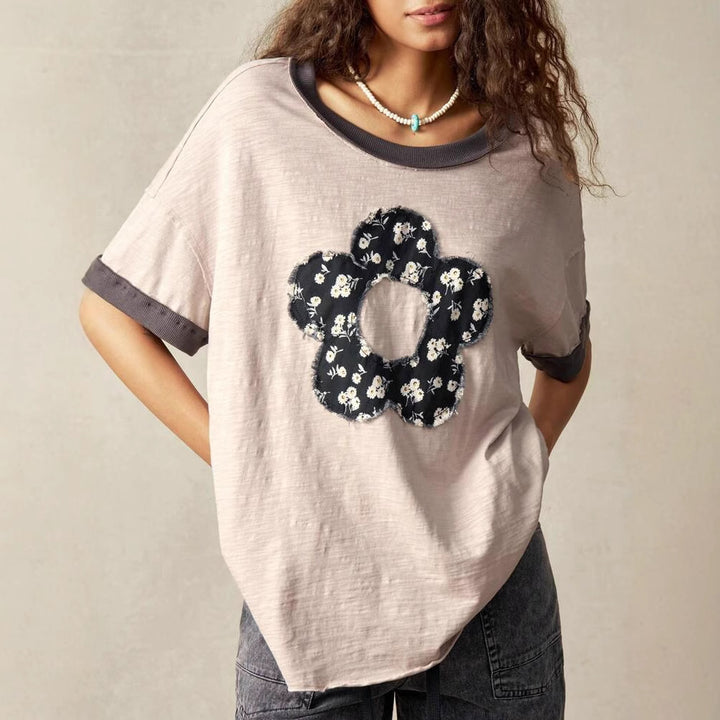 Dame overdimensioneret T-shirt med blomsterdesign Stilla