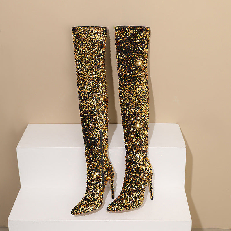 Femme Over-the-Knee Glitter Stiletto Støvler Stilla