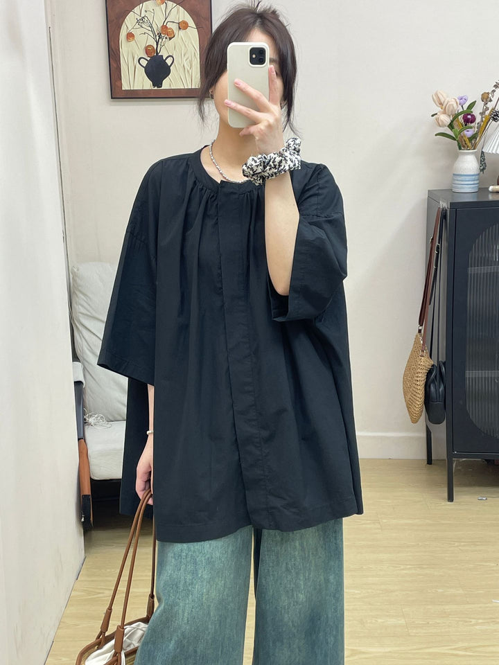 Femme Oversized Casual Bomuldsbluse Stilla