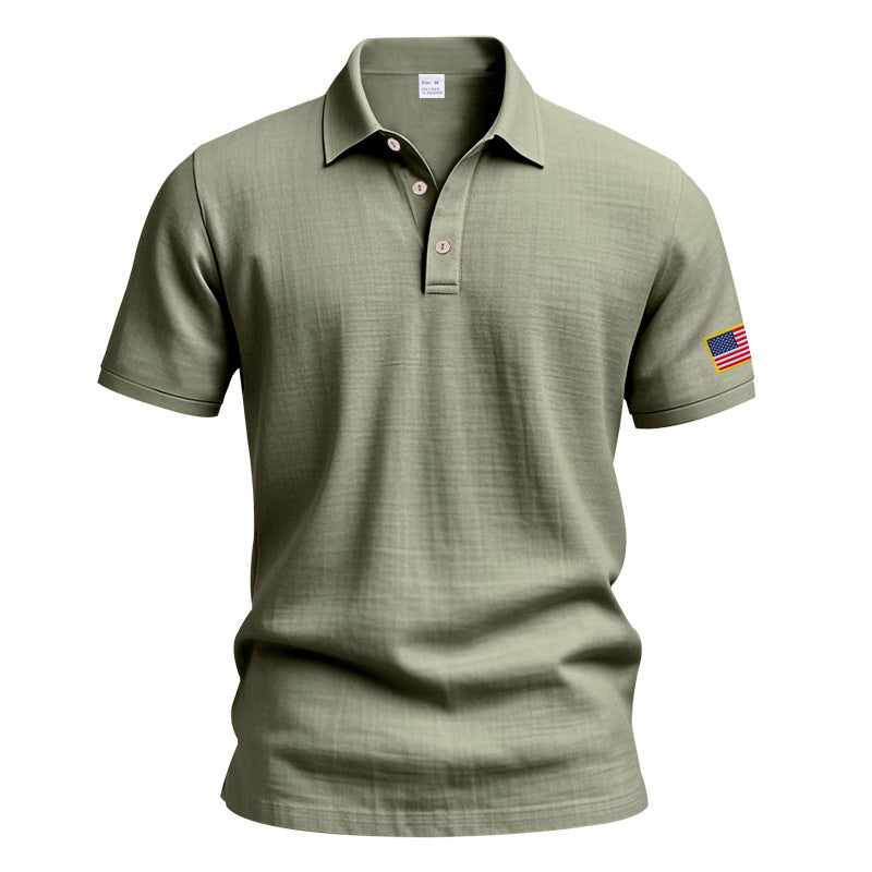 Herrer polo t-shirt med moderne USA-flagmotiv og struktureret design Stilla