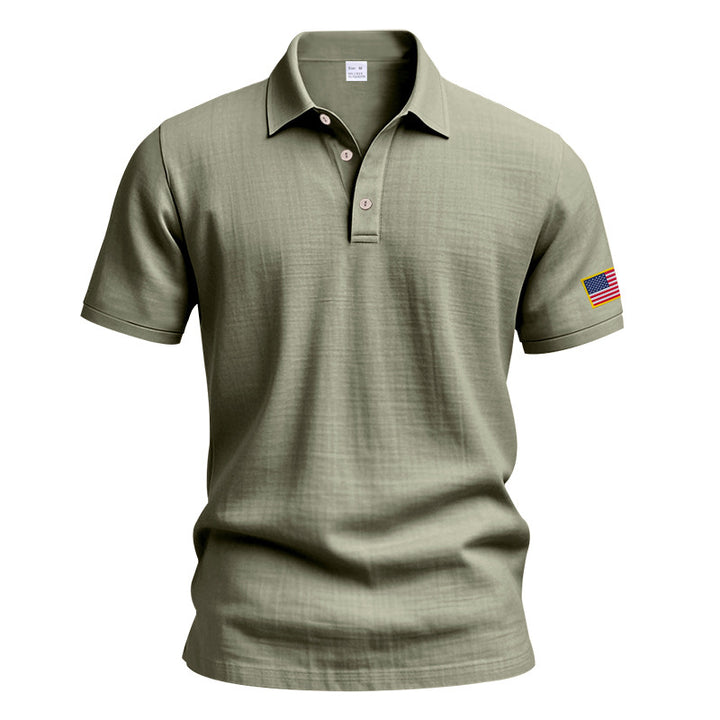 Herrer polo t-shirt med moderne USA-flagmotiv og struktureret design Stilla
