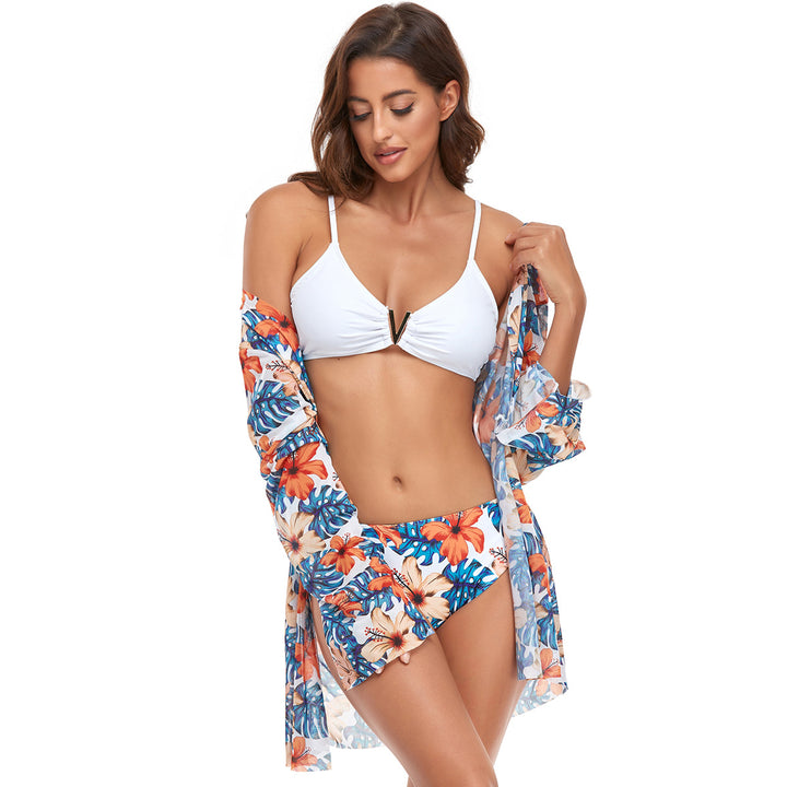 Damebikini med blomsteroverdel Stilla