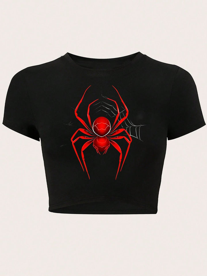 Dame Crop-T-shirt med kreativ telefon-design Skovae