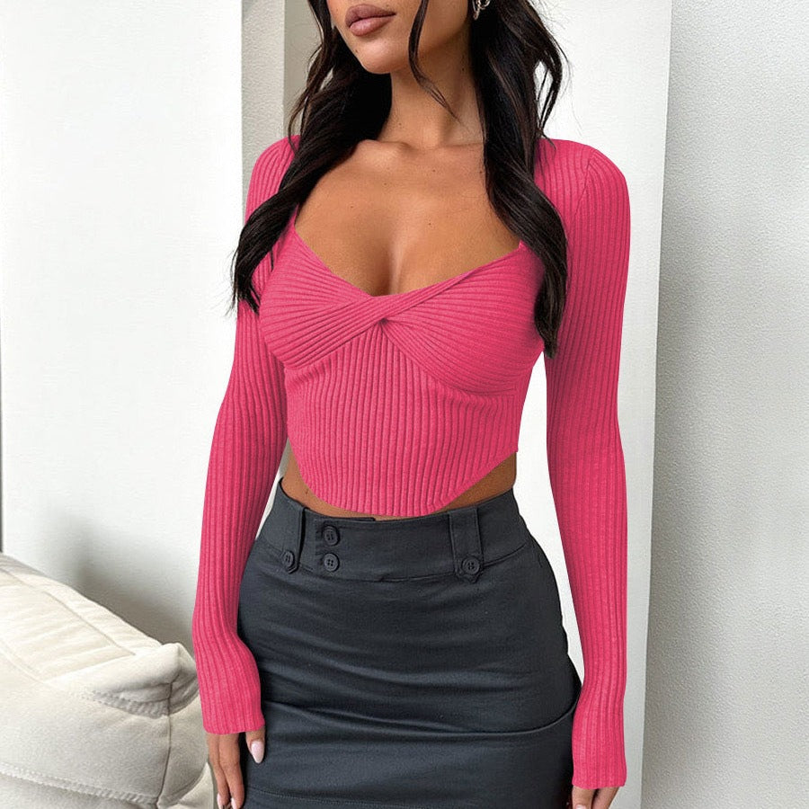 Dame Cropped Pullover med smal pasform og indviklet design Skovae