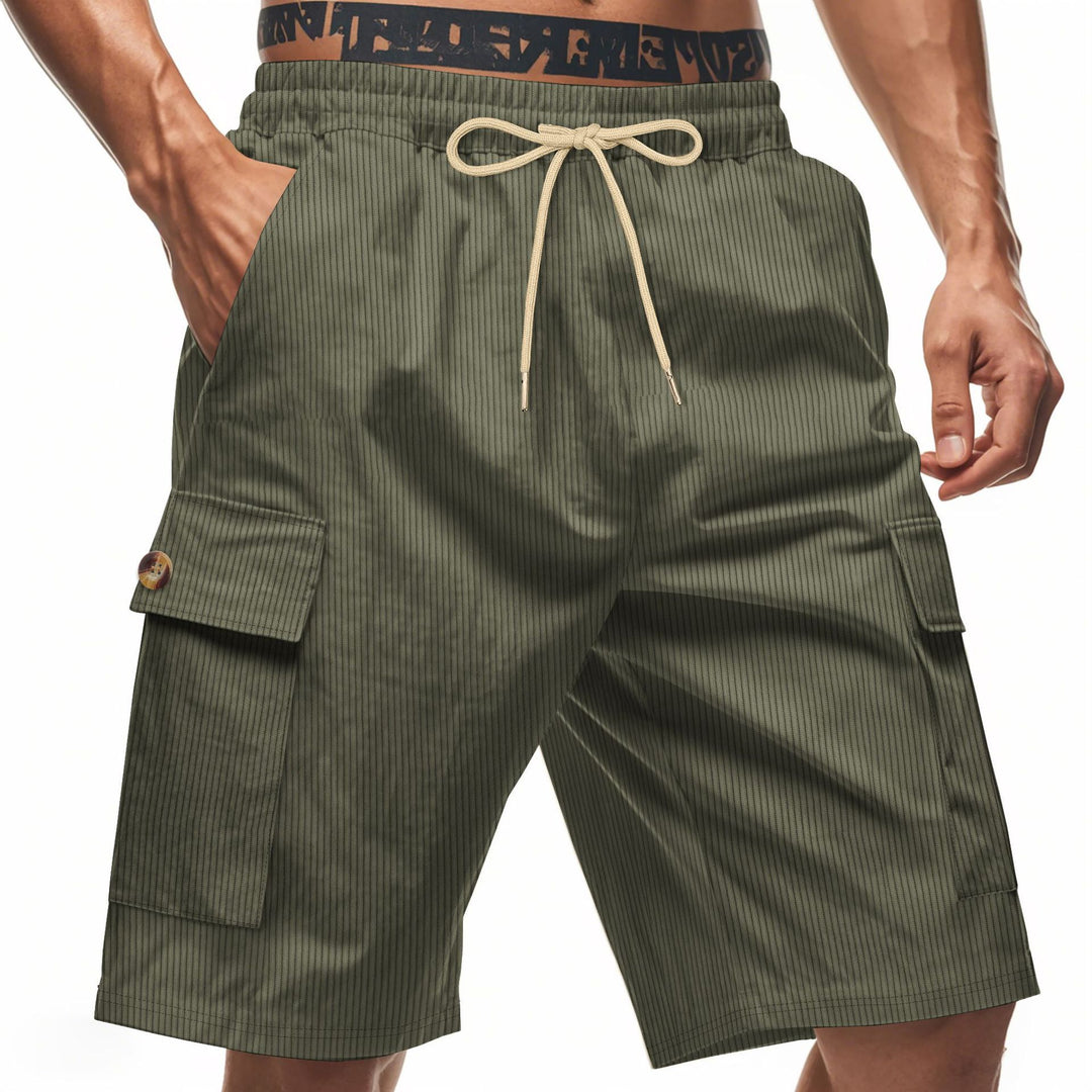Herrer cargo shorts med klassiske striber og praktiske sidelommer Stilla