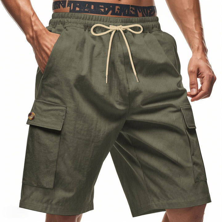 Herrer cargo shorts med klassiske striber og praktiske sidelommer Stilla