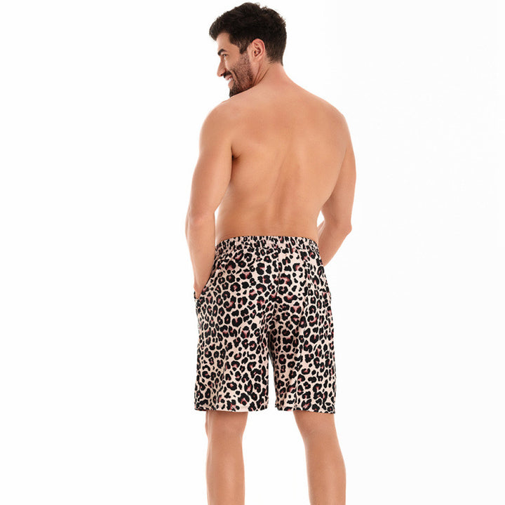 Herren badeshorts i moderne leopardmønster med justerbar talje Skovae
