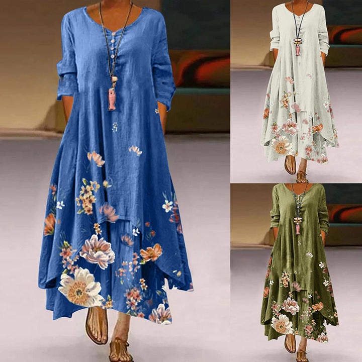 Dame Maxi-kjole med blomsterprint Stilla