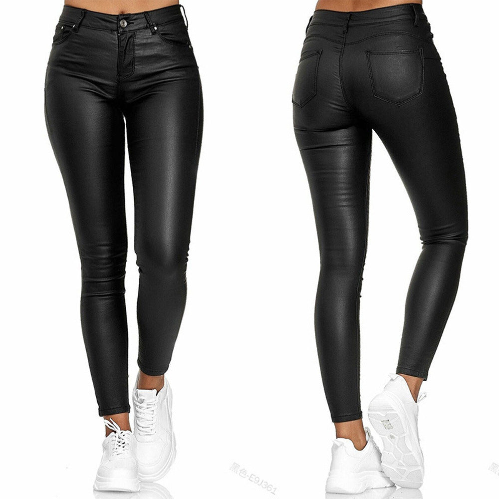 Dame Højglans Skinny Jeans med høj talje og tætsiddende pasform Stilla