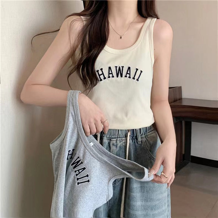 Dame Casual Grafik Tanktop med dristig udsagn Stilla