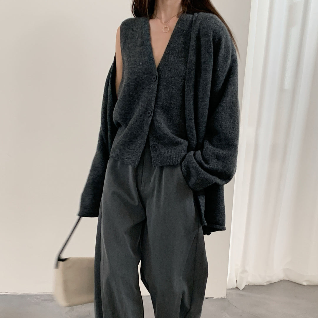 Dame Fashionable Cardigan med Elegant V-Hals og Knaplukning Stilla