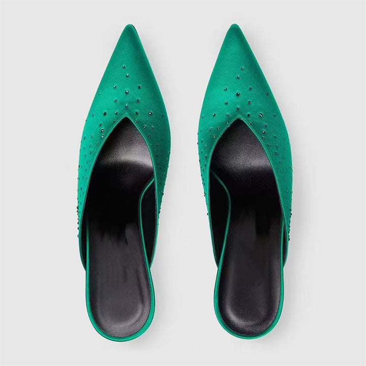 Dame elegante spidsede mules med strass-accenter Stilla