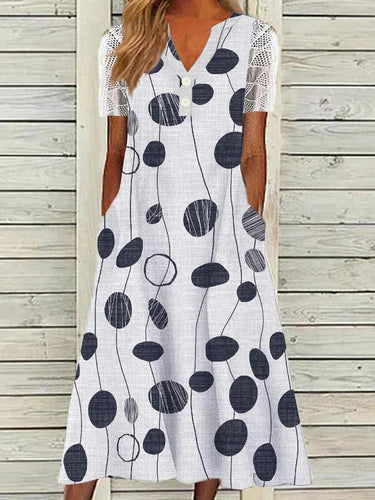 Dame Midi-kjole med blomsterprint og praktiske lommer Stilla