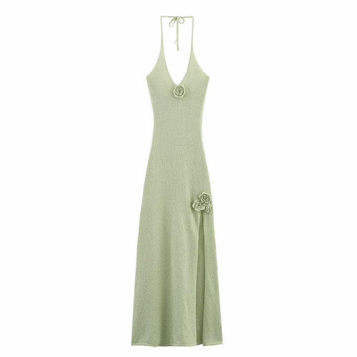 Femme Halterneck Floral Udsmykket Maxi Kjole Stilla