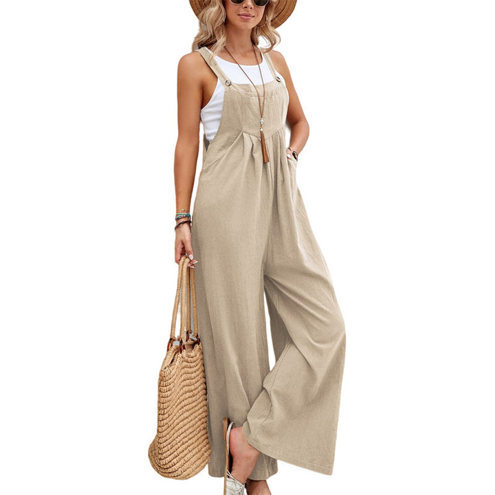 Dame casual jumpsuit med brede ben og justerbare stropper Stilla