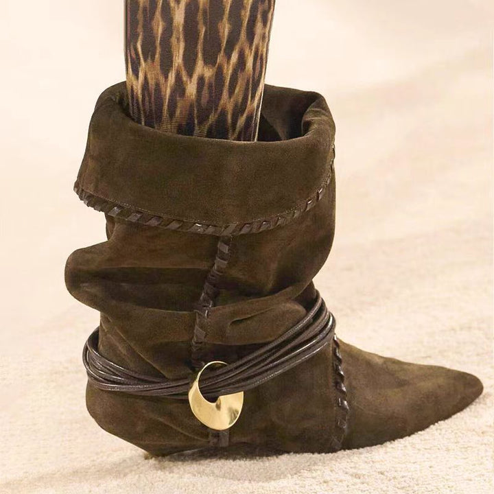 Dame Slouchy Anklet støvler med dekorativt spænde-detalje Stilla