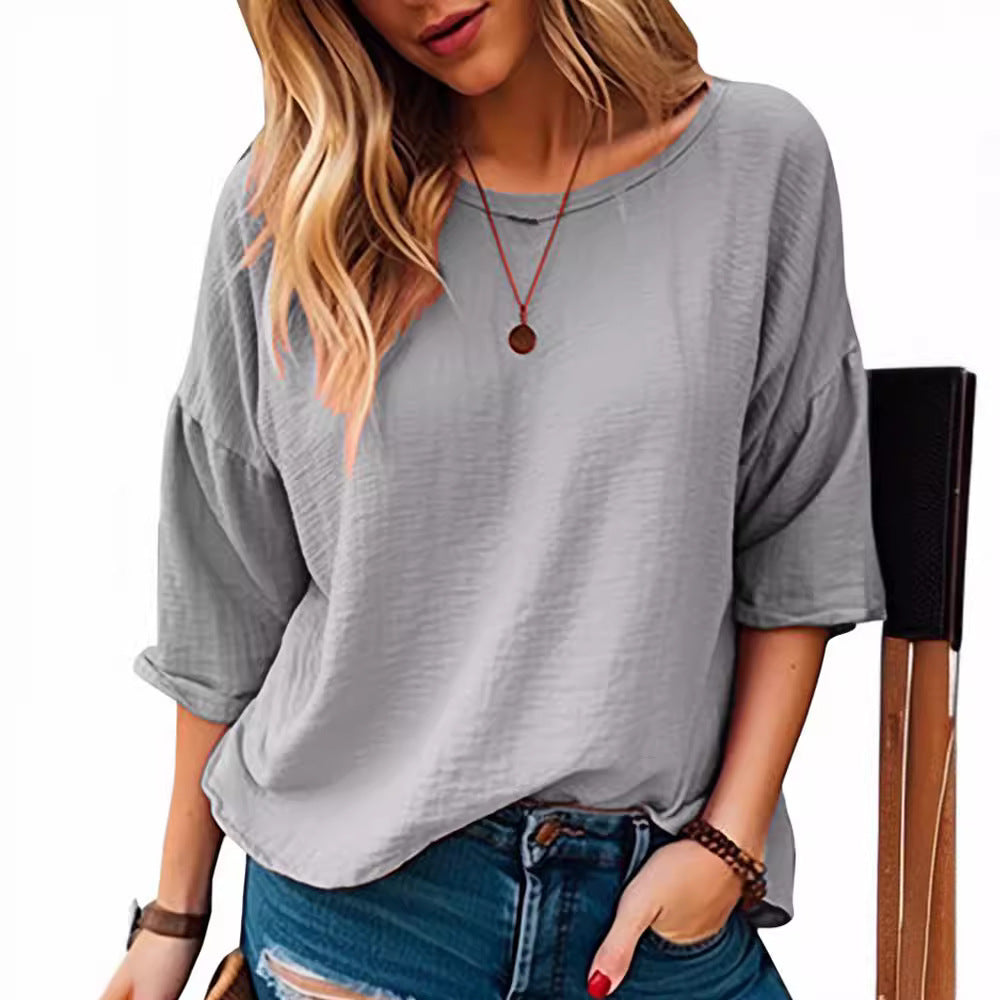 Dame afslappet oversized T-shirt med struktureret stof Stilla