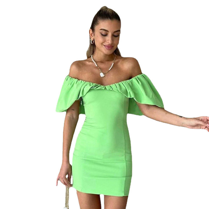 Dame Off-Shoulder Rynkekortkjole Stilla