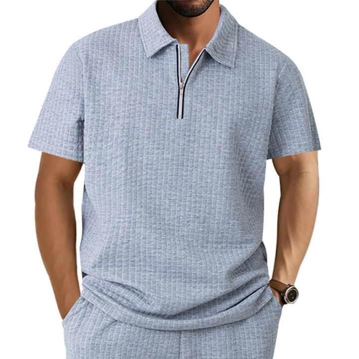Herrer polo t-shirt med lynlås og struktureret design Stilla
