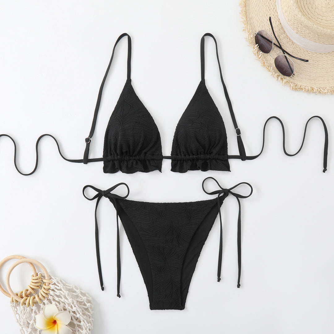 Dame bikini-sæt med legende flæse-design og justerbare stropper Stilla