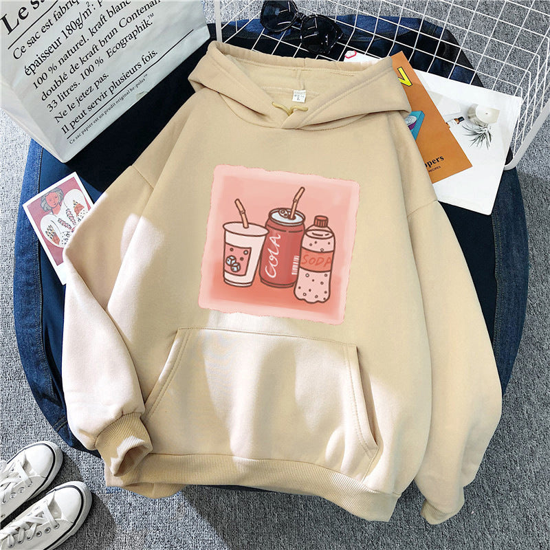 Kvinders hoodie med inspirerende drikke motiv Skovae