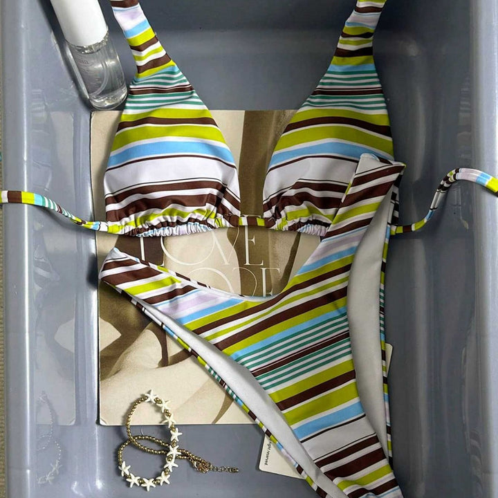 Dame triangel-bikini med højt skåret underdel Skovae