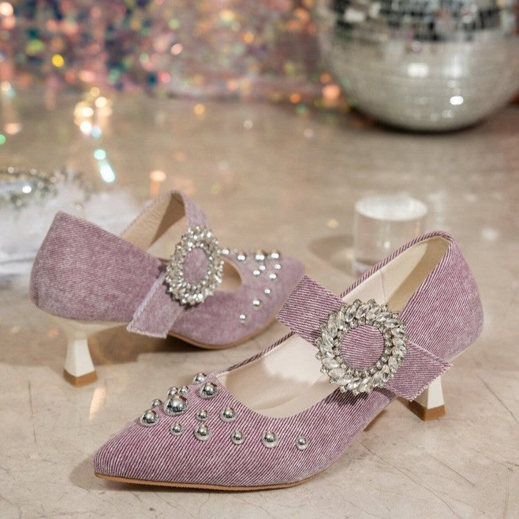 Dame pumps med elegante strass-accenter og smart spænde Stilla
