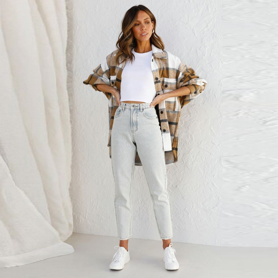 Dame Oversized Karoshirt med praktiske lommer Stilla