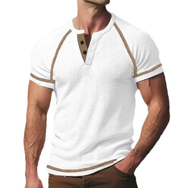Herrer Fashion Henley T-shirt med kontrasterende accenter Stilla