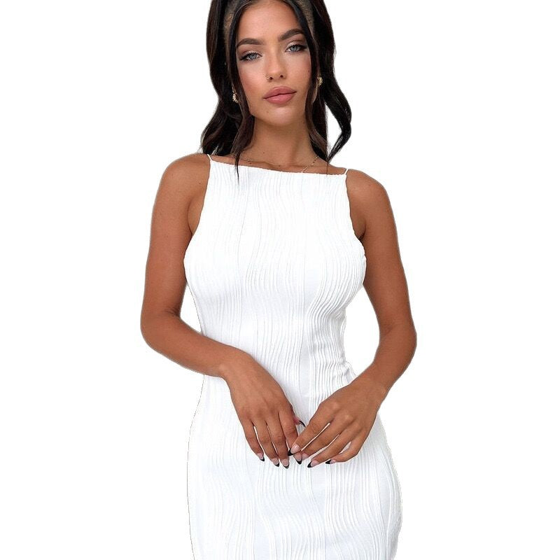 Damen Figurbetontes Maxikleid mit elegantem Reliefmuster Skovae
