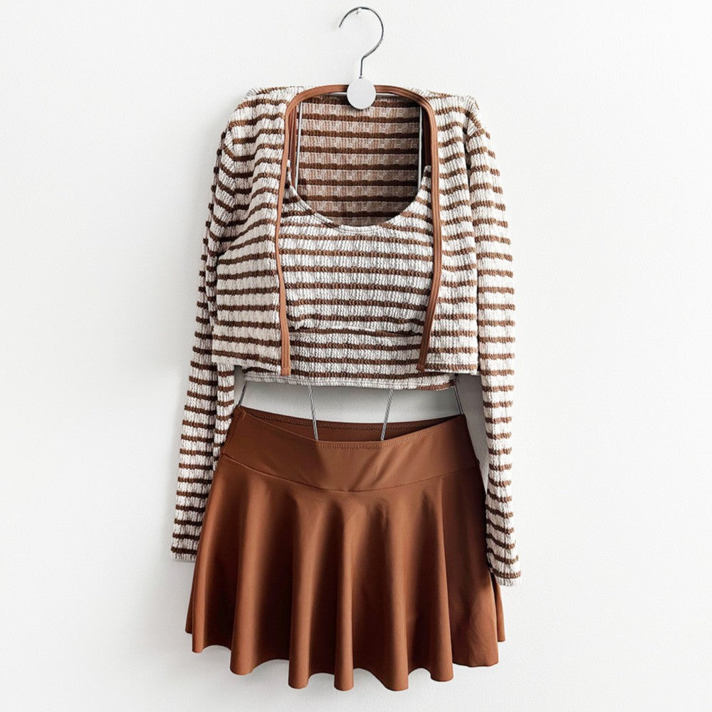Dame Stilfuld Crop Top og Skater nederdel Sæt Stilla