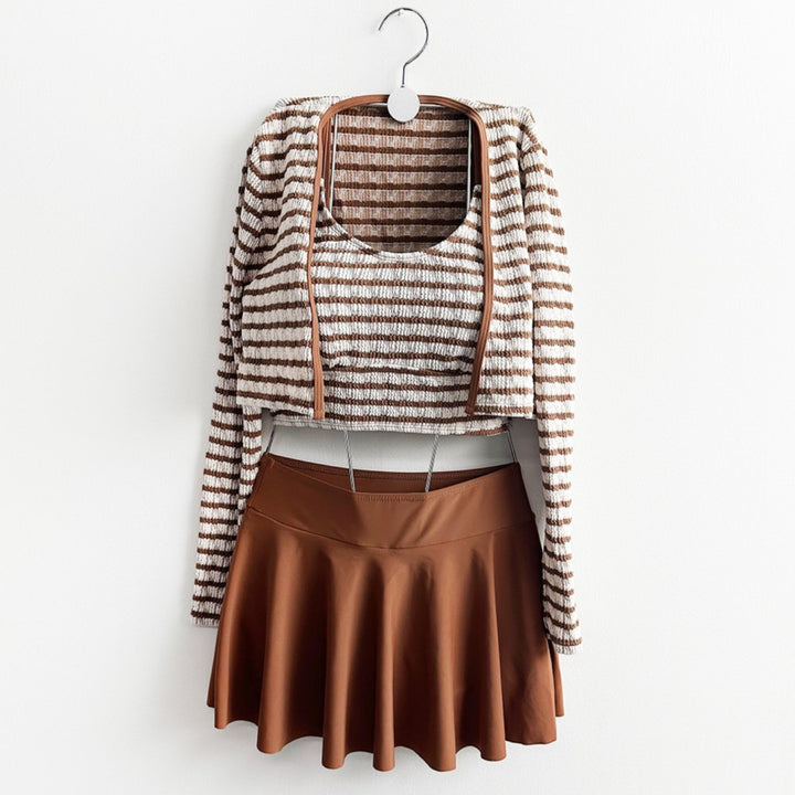 Dame Stilfuld Crop Top og Skater nederdel Sæt Stilla