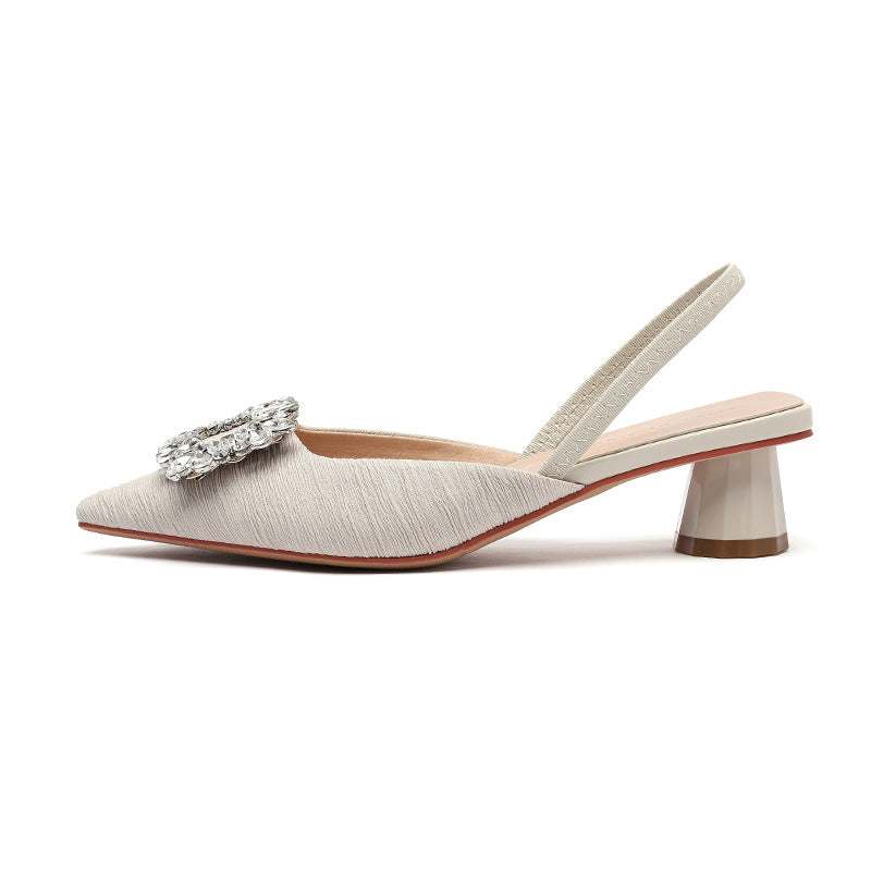 Kvinder Vintage Spids-Tå Slingback-Hæle med dekorativ Broche Stilla