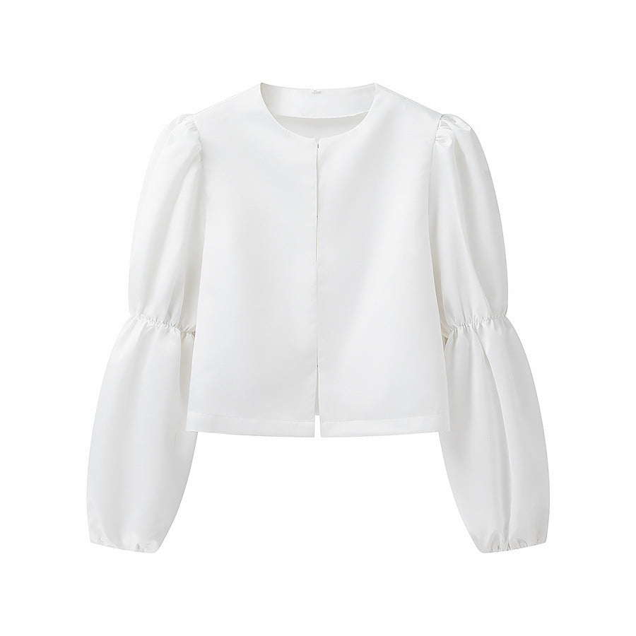Dame elegant bluse med ballonformede ærmer og moderne snit Stilla