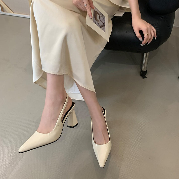 Dame Smart Spidse Slingback-Hæle med skulptureret Blokhæle Stilla
