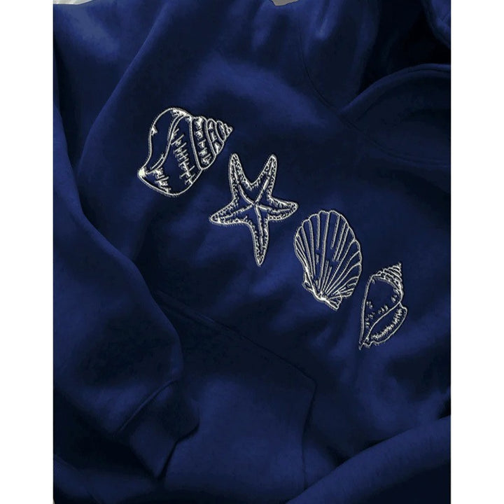 Dame hoodie med maritimt motiv og blødt stof Skovae