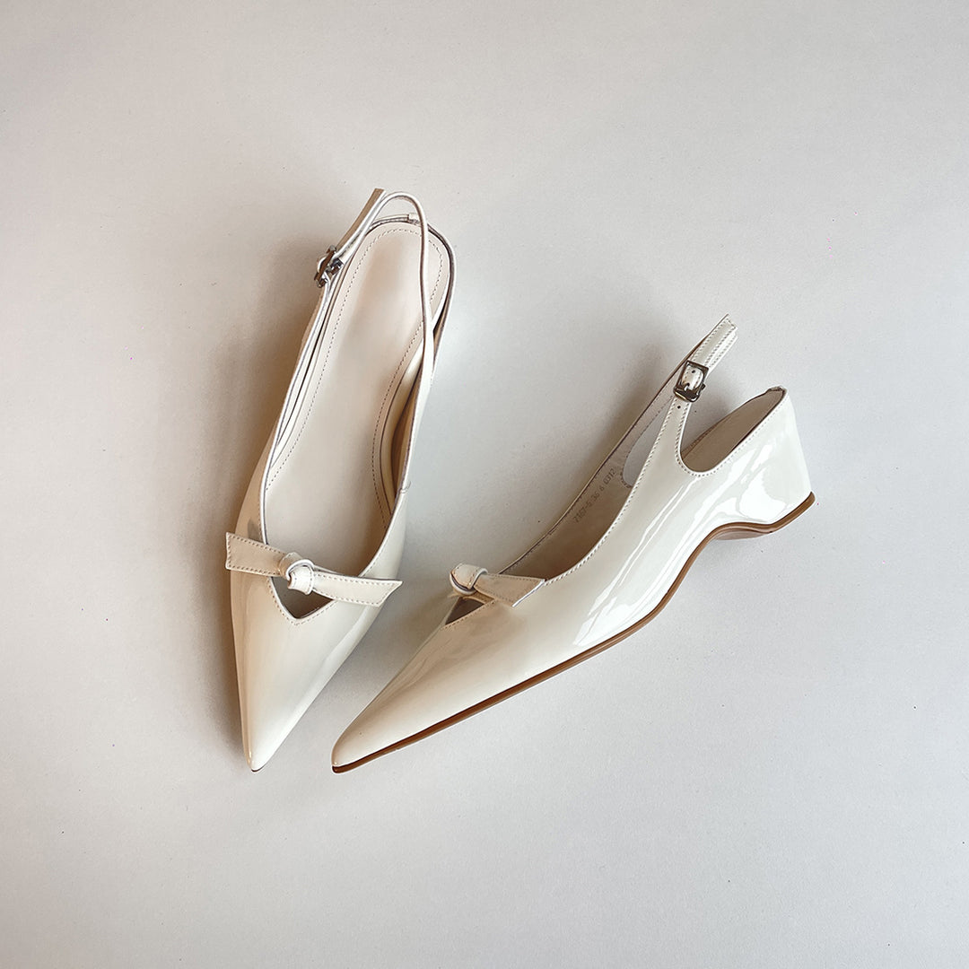 Dame Slingback Ballerinaer med spids tåparti og dekorativ bue Stilla