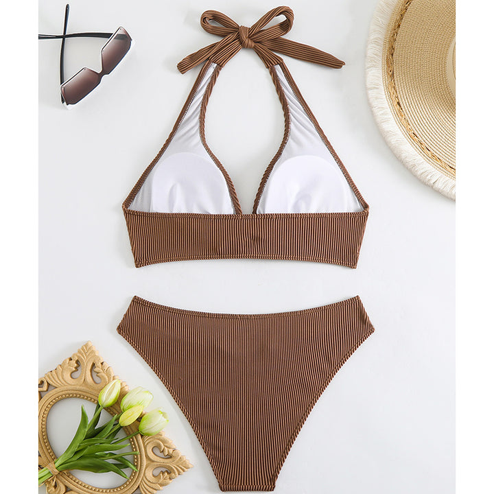 Dame Triangel-Bikini med legende knude-detalje og elegant ribstruktur Stilla