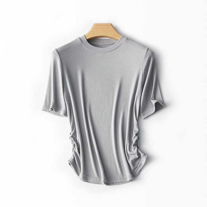 Dame Casual sidelæns rynket T-shirt Stilla