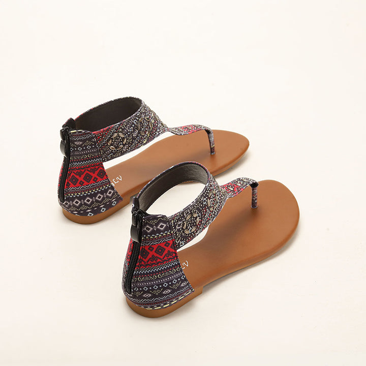Dame flip-flops med kunstneriske udsmykninger og behagelig fodsenge-design Stilla