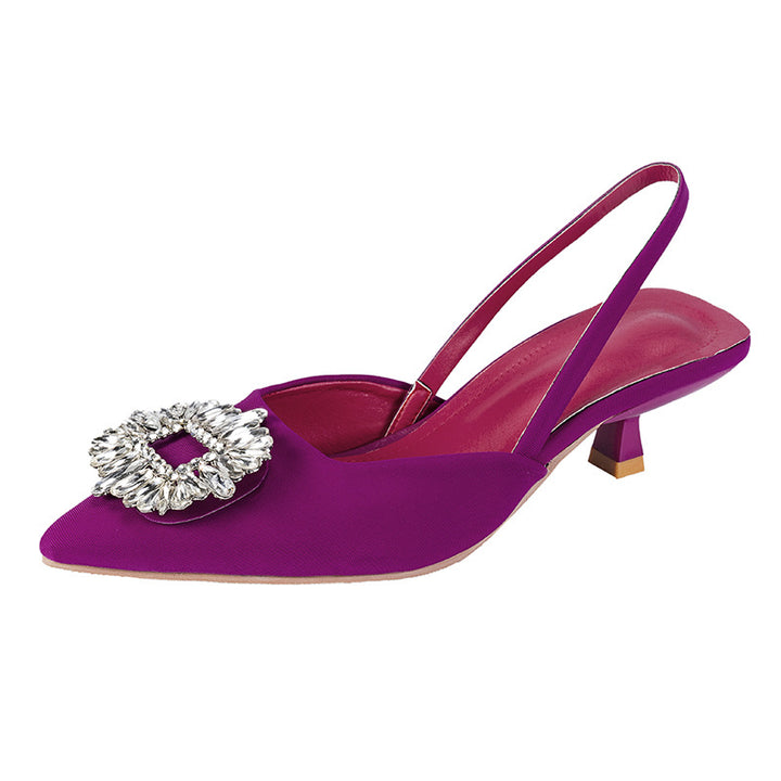 Dame Slingback-pumps med elegant spidsform og funklende smykke-detail Stilla