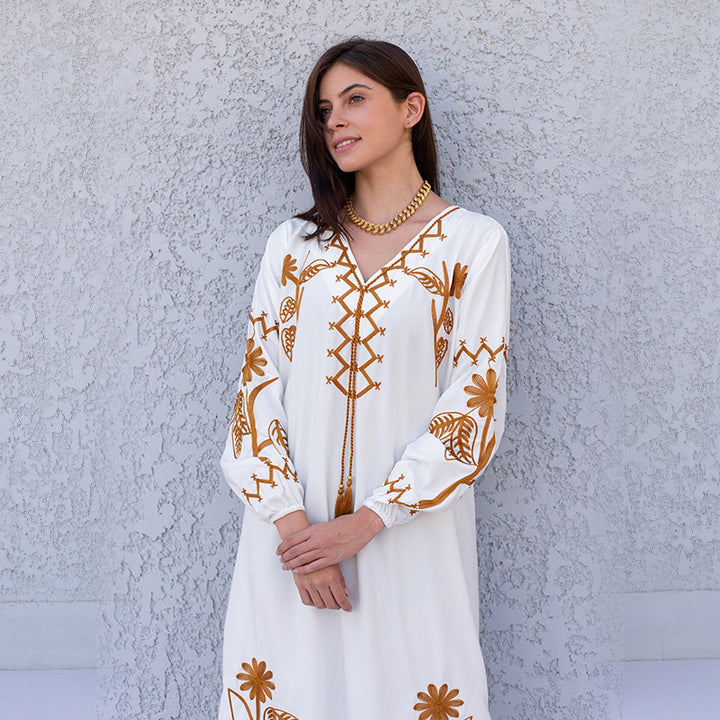 Dame Kaftan med kunstnerisk kant og afslappet snit Stilla