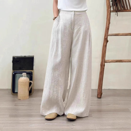 Femme Bred Linned Bukser Stilla