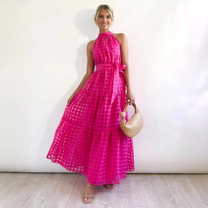 Dame maxikjole med svajende skørt og elegant rynkning Stilla